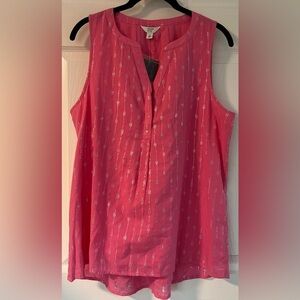 Women's New With Tags Crown & Ivy Sleeveless Pink Rage Icon Peasant Top